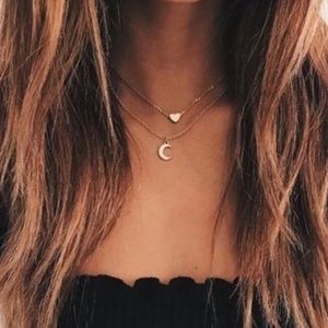 BOGO 🥳 🌙 Moon & ❤️ Heart Layered Necklace
